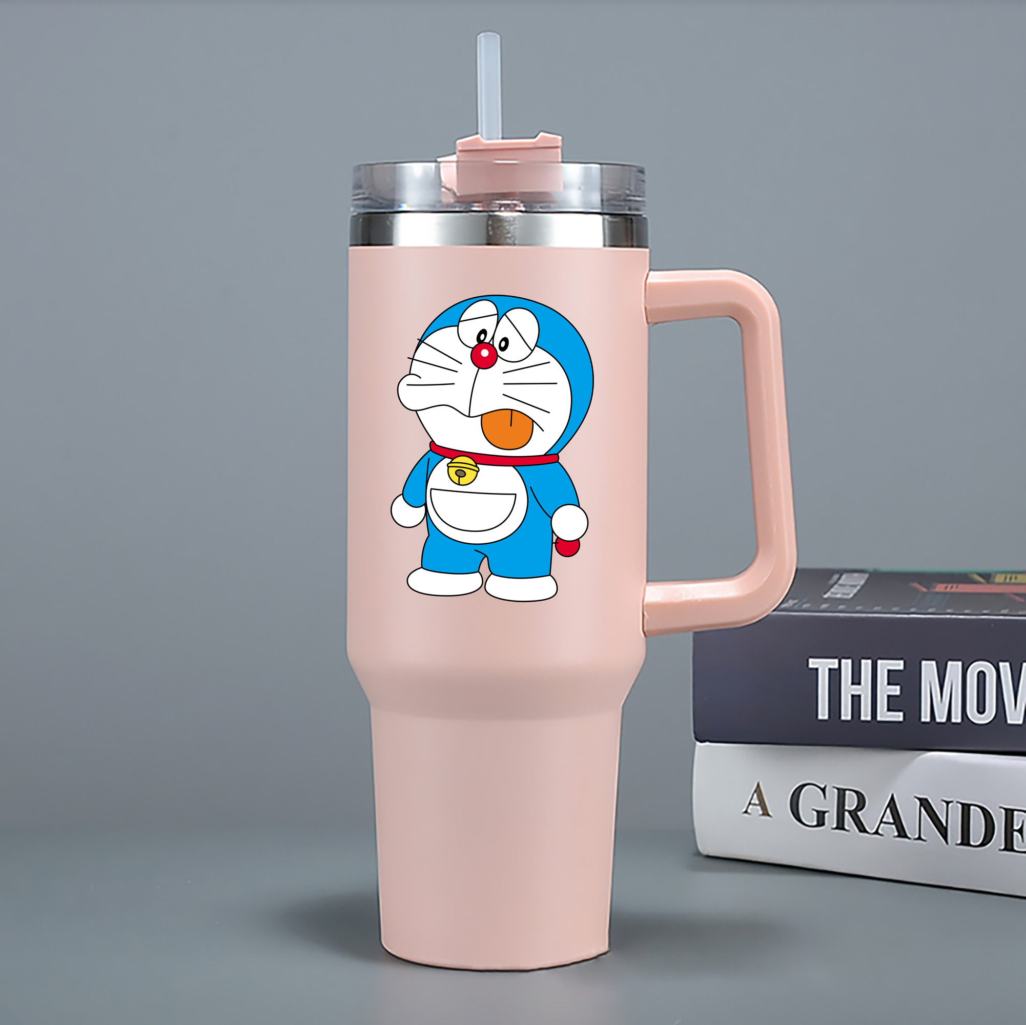 （画像用） ドラえもん Doraemon 1200mL車用タンブラー - クリスタルステッカー（プラスチックストロー付き）